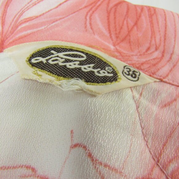 Vintage 70s Lasso Shirt Size 36 Pink Crepe Floral Pearlized Snap Front Western - Picture 12 of 14